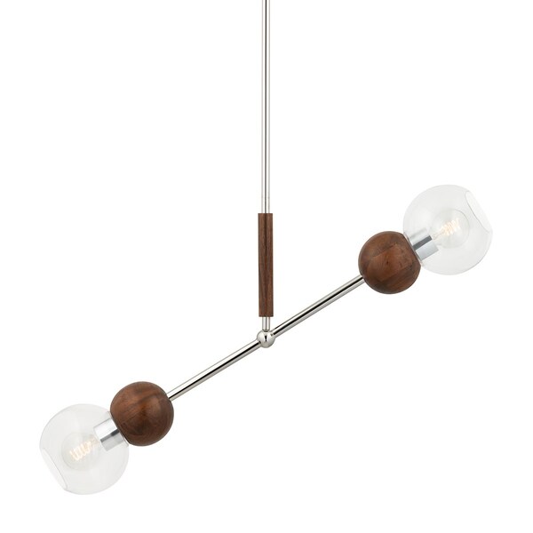 Troy Lighting Arlo 2 Light Linear 35.25 In. Polished Ss And Natural Acacia F7677 - main