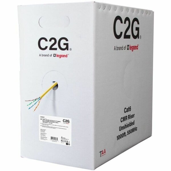 C2G 1000FT CAT6 SOLID UTP CMR YELLOW TAA C2G56037 - main