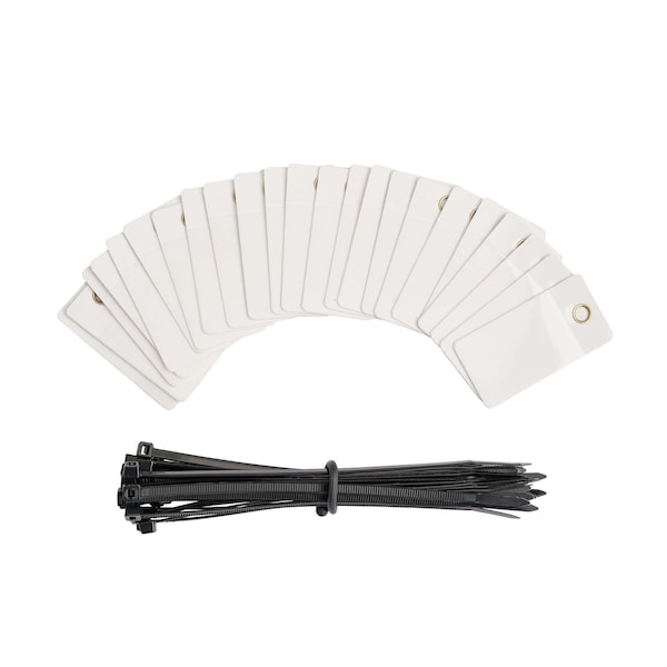 Brady Self-Laminating Blank Tags Polyester 4 in H x 2 in W White 25/PK, 25PK 101997 - main