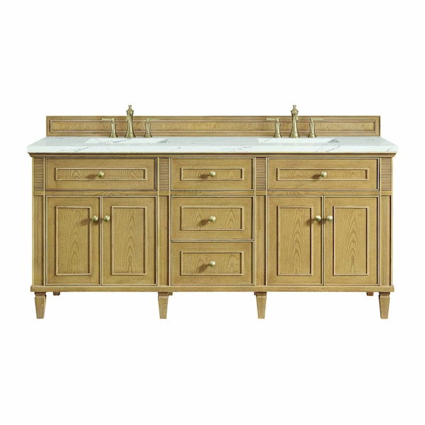 James Martin Vanities Lorelai 72in Double Vanity, Light Natural Oak w/ 3 CM Ethereal Noctis Silestone Top 424-V72-LNO-FENC - main