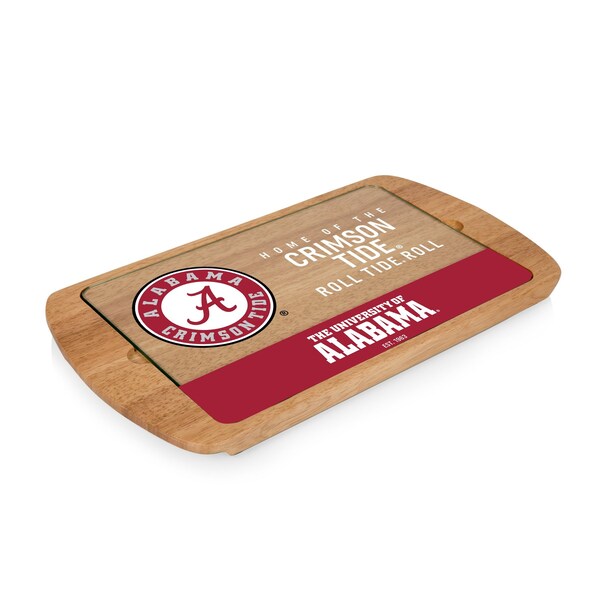 Picnic Time Family Of Brands NCAA Alabama Crimson Tide Billboard Glass Top Cheese Board - Charcuterie Boards, Parawood 911-01-505-004-0 - main