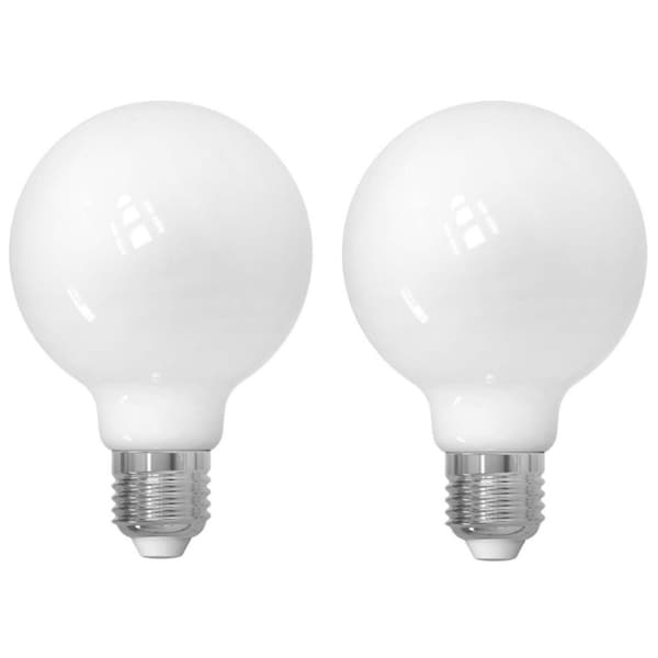 Bulbrite 60-Watt Equivalent Dimmable Milky Filament G25 Medium E26 LED Light Bulb, 3000K, 2PK 862697 - main