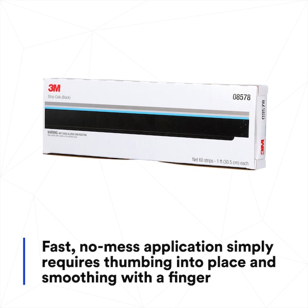 3M Abrasives Strip Calk, 1 ft Strips, 60 per carton, 12 cartons per case, Box, Black, Butyl Base 7000028370 - main