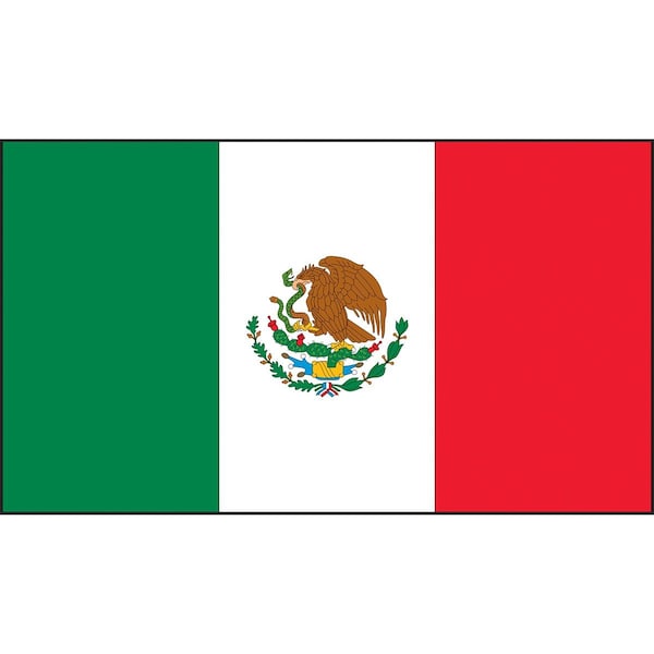 Accuform Hard Hat Sticker, 134 in Length, 1 in Width, Mexico Flag Legend, Adhesive Vinyl LHTL375 - main