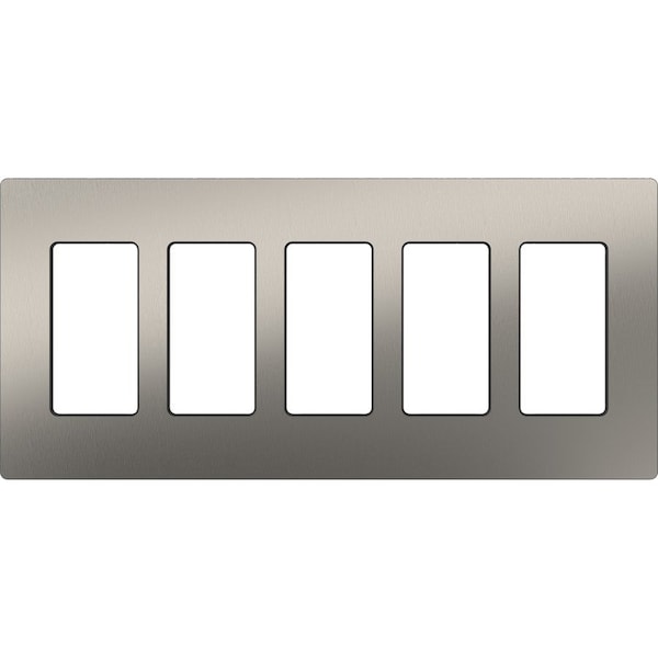 Lutron Designer Wall Plates, Number of Gangs: 5 Stainless Steel, Satin Finish, Stainless Steel CW-5-SS - main