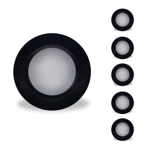 Bulbrite 14WLED 7 ROUND DISC LIGHT 3000K BLACK ALUMINUM, PIGTAIL, 6PK 862901 - main