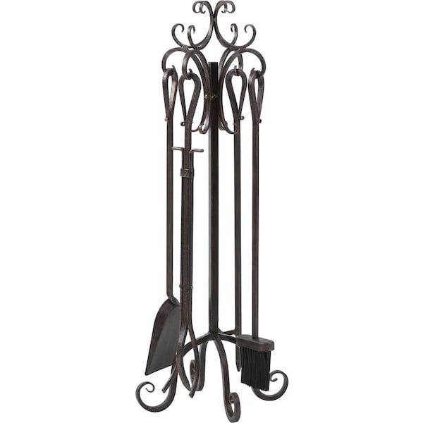 Panacea Bronze Brushed Steel Fireplace Tool Set 15916 - main