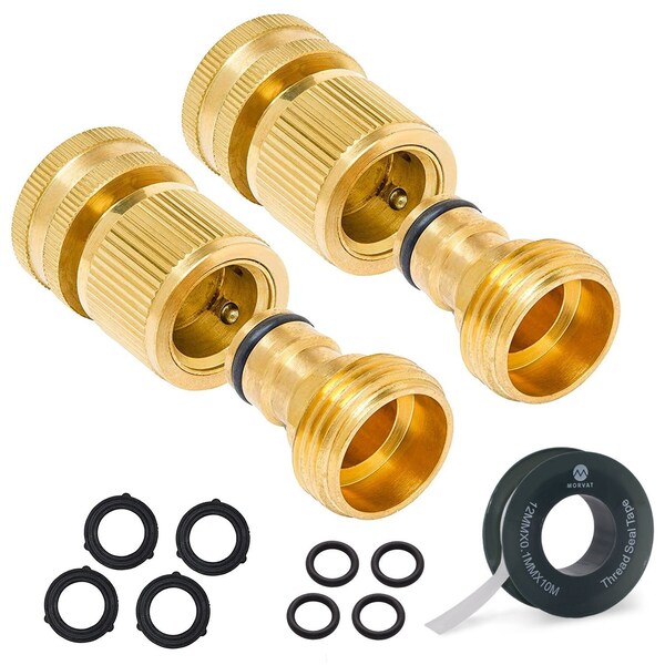 Morvat Brass Quick Connect Outdoor Garden Hose Fittings for Accessories, 2PK MOR-ABQCONNECTOR-2-A - main