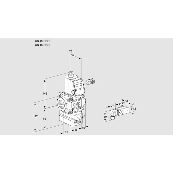 Honeywell Kromschroder Gas Pressure Regulator with Solenoid Valve, 1/2" DN15, 24V DC, IP65 KS88030784 - main