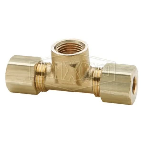 Dixon The Right Connection Tube-to-Pipe Branch Tee, 1/4 x 1/8 x 7/16-24 in Nominal, Brass, Domestic 177C-0402 - main