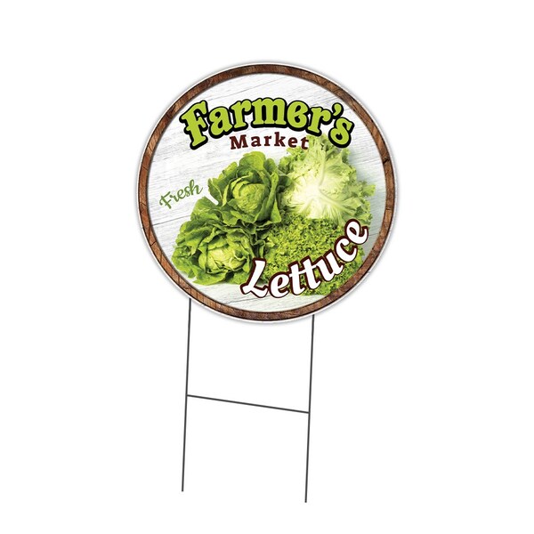 Signmission Farmers Market Lettuce Double Sided Corrugated Plastic Circle Yard Sign, C-16-CIR-DS-WS-Lettuce C-16-CIR-DS-WS-Lettuce - main