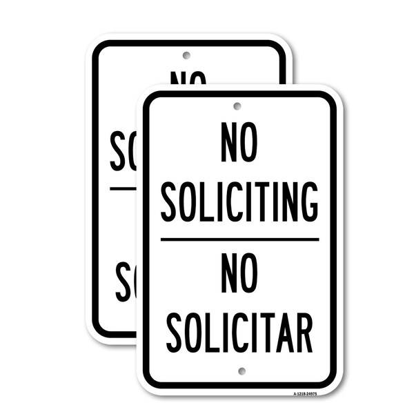 Signmission No Soliciting No Solicitar, 18'' X 24'' 2 Signs, Heavy Gauge Aluminum, 2PK A-1824-2PACK-24975 - main