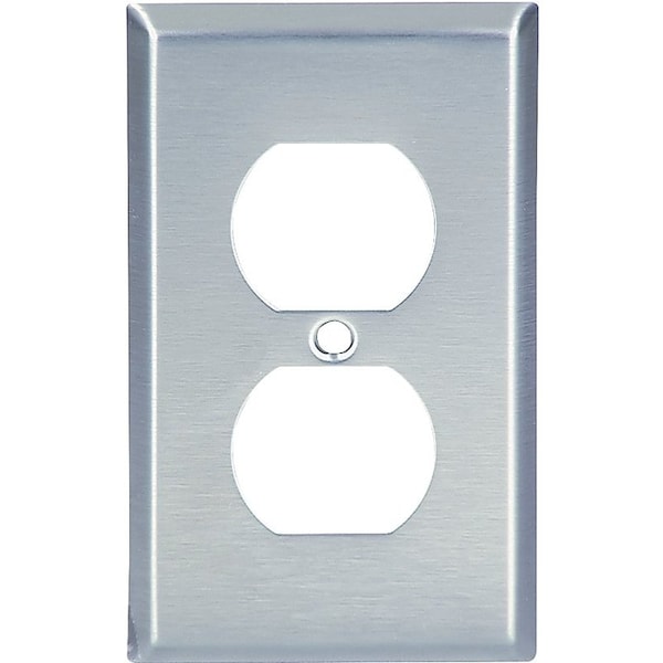 Eaton Wiring Devices 93101-BOX Receptacle Wallplate, 4-1/2 in L, 2-3/4 in W, 1 -Gang, 302 Stainless Steel 93101-BOX1 - main