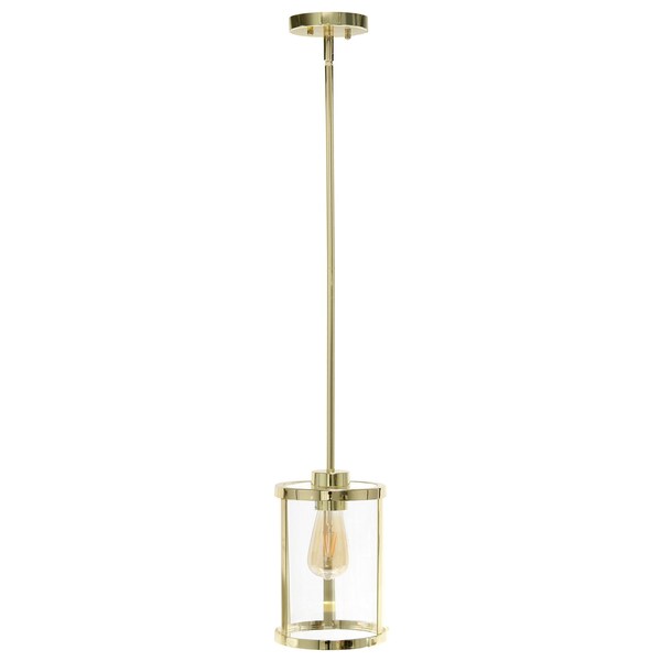 Homeroots Gold Cylinder Iron Ceiling Light With Clear Shades 651679 - main
