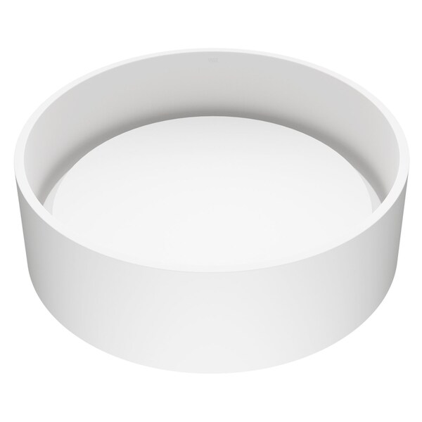 Vigo Anvil Modern White Matte Stone 16 in. L x 16 in. W x 5 in. H Round Vessel Bathroom Sink VG04016 - main