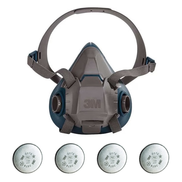3M Half Mask Respirator Kit: 4 Cartridges Included, 6500 Series, P100 Filter, Bayonet, Silicone, Size S 29WT65-4JG27 - main