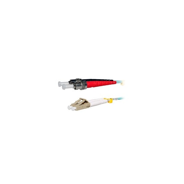 Cable Wholesale LC/UPC to ST/UPC OM3 Duplex 2.0mm Fiber Optic Patch Cord, OFNR, Multimode 50/125, Aqua LCST-31003 - main