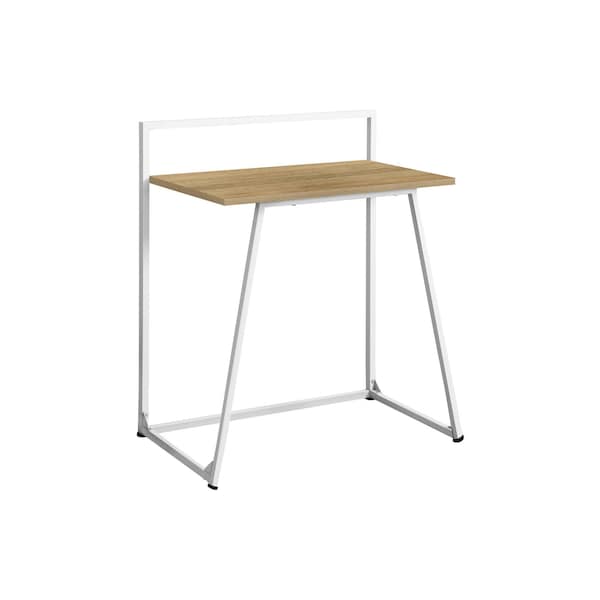 Homeroots 30" Natural and White Wood and Metal Sled Computer Desk 489824 - main