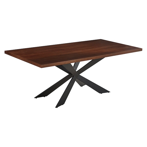 Homeroots 81" Brown and Black Wood and Metal Cross Leg Base Dining Table 555179 - main