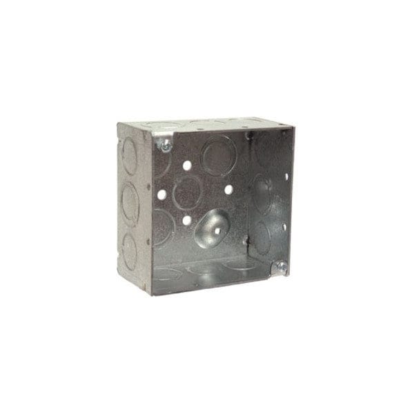 Raco Electrical Box, Square, 2 Gangs, Galvanized Zinc, 2-1/8 in D, 4 in W, 4 in L, 30.3 cu in Capacity 232 - main