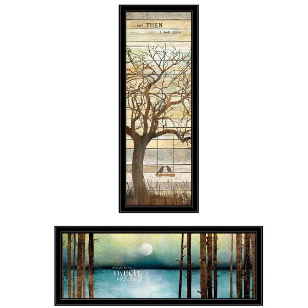 Homeroots Set Of Two I met You or Living your Dreams 1 Black Framed Print Wall Art, 2PK 406098 - main