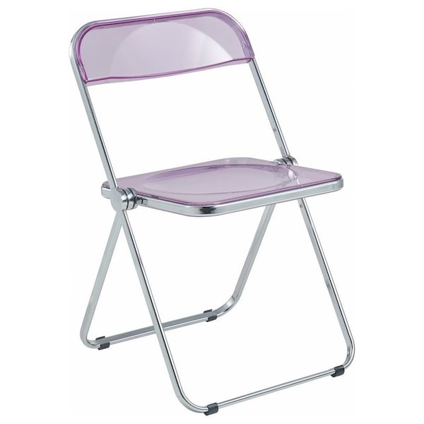 Leisuremod Lawrence Acrylic Folding Chair with Metal Frame, Magenta LF19PU - main