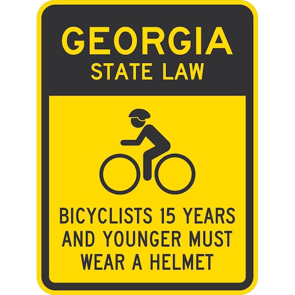 Lyle Bicyclists 15 Years And Younger Must Wear A Helmet (Cyc, 18x24, High Intensity Prismatic, Yellow G-10780-HI_18x24 - main