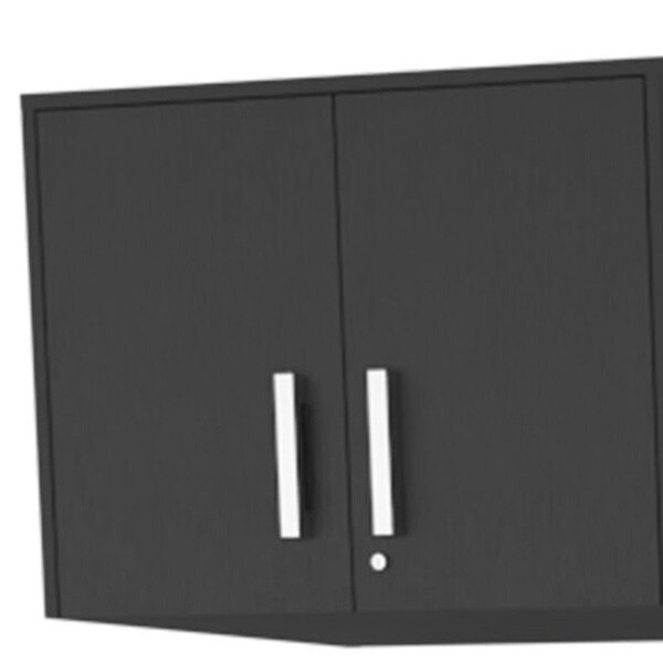 Homeroots 28" Black Wall mounted Accent Cabinet With Nine Shelves And Three Drawers 546375 - main