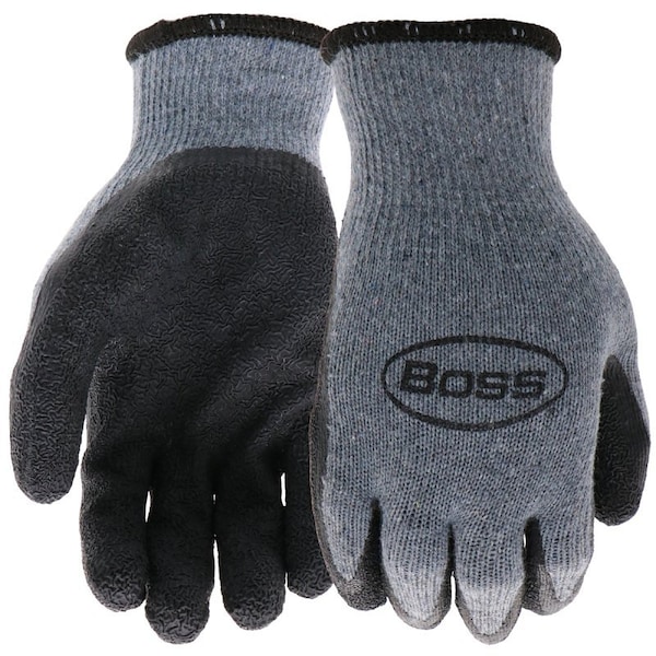 Boss Grip Series Coated Gloves, XL, Slip-On Cuff, Latex Coating, Polyester, Gray B32041-XL - main