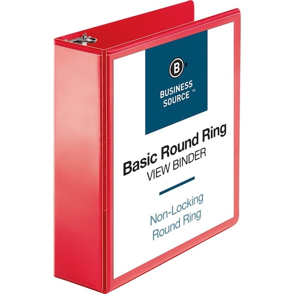 Business Source Round Ring Binder, Red BSN09969 - main