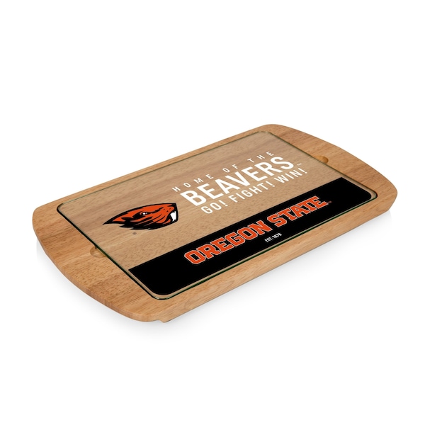 Picnic Time Family Of Brands NCAA Oregon State Beavers Billboard Glass Top Cheese Board - Charcuterie Boards, Parawood 911-01-505-484-0 - main