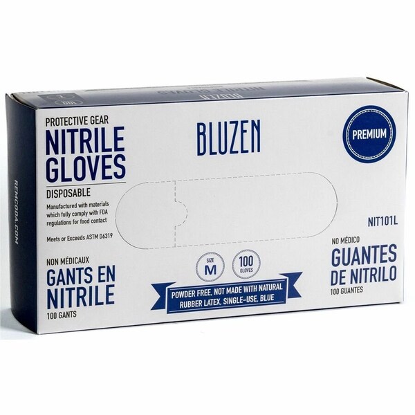 Remcoda Disposable Nitrile Gloves, 3 mil Thickness, Medium Size, Nitrile, Blue, Durable, Comfortable, 10PK NIT101-M - main