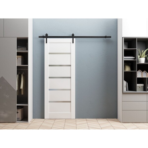 Sartodoors Barn Interior Door, 18" x 80", White QUADRO4117BD-B-WS-18 - main