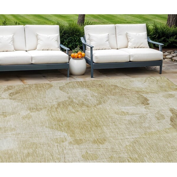 Homeroots 8' X 10' Beige Tan And Ivory Floral Washable Indoor Outdoor Area Rug 588531 - main