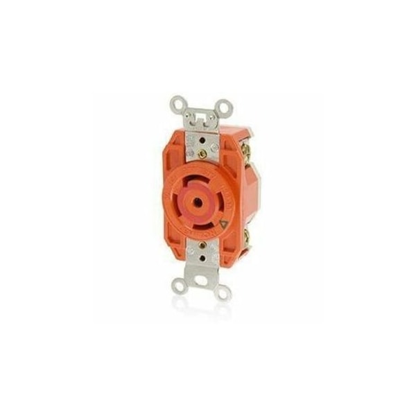 Leviton Locking Receptacle, L22-30R, 30 A, 277/480V AC, Three Phase, 4 Pole, Flush Mount, Screw Terminals 2820-IG - main