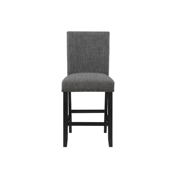 Homeroots 26" Gray and Black Wood and Fabric Counter Height Bar Chair 564782 - main