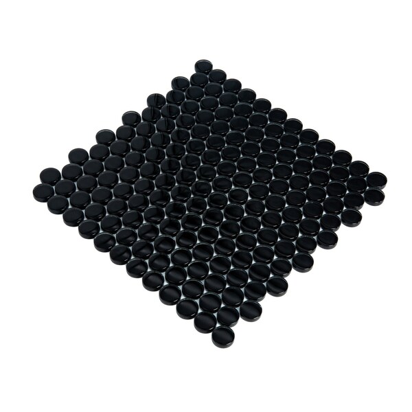 Apollo Tile Black 12 in x 12 in Glass Glossy Floor and Wall Mosaic Tile 5 sqft/case, 5PK APLPN88091A - main