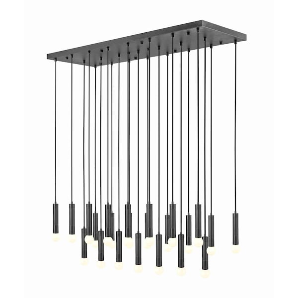 Z-Lite Stari 23-Light Linear Chandelier, 18 in W, Matte Black 1956P-23L-MB - main