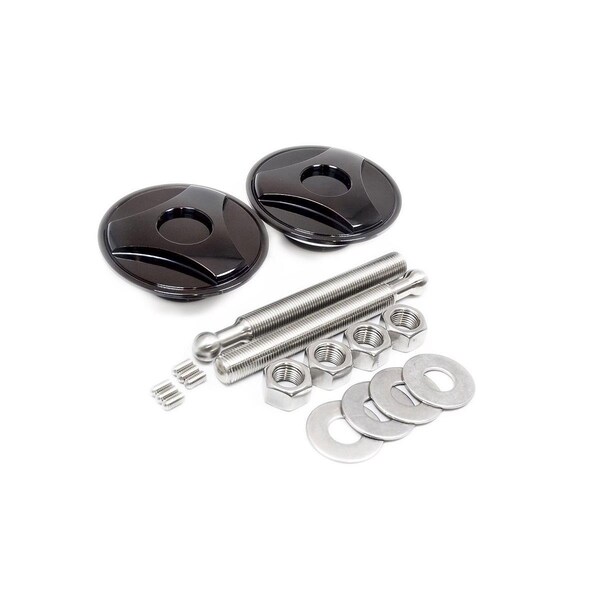 Five Star Mfg 0.375 in. Aluminum Hood Pin Kit, Black, 2PK FIV10001-34033-B - main