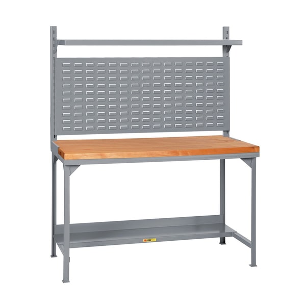 Little Giant Heavy-Duty Butcher Block Packaging Table with Louvered Panel & Shelf WSJ2-3060-36-WLP-SHLF - main