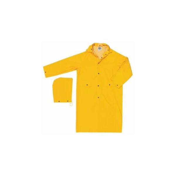 Mcr Safety Classic Series Rain Coat, Detachable Hood, 0.35 mm, PVC on Polyester, Yellow, 3X-Large 611-200CX3 - main