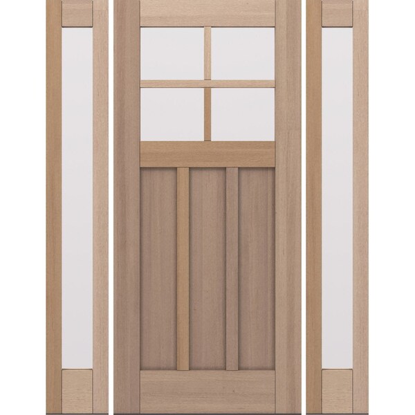 Doornmore CRF-P3G4, 65.25" x 82" ( 36" Door + 2x12" Side) Left Hand, Mahogany SDL 4 Lite Exterior Door CRF-P3G4-SW-3680-G101-SL_1-2_LI - main