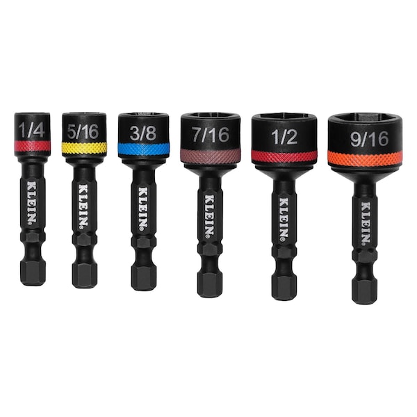 Klein Tools Magnetic Power Nut Setters, 2-Inch Shaft, 6-Piece SAE 32926S - main