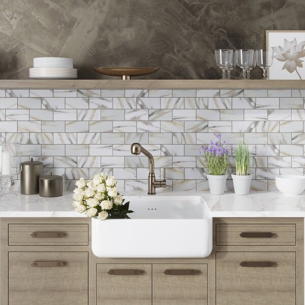 Apollo Tile Chiffon White 11.5 in x 11.5 in Recycled Glass Matte Floor and Wall Subway 9.18 sqft/case, 10PK APLNNR8801CLA - main