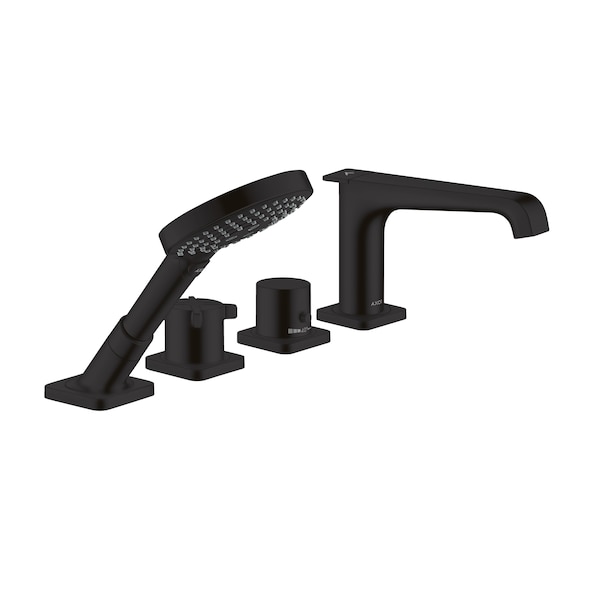 Axor Citterio E 4-Hole Thermostatic Roman Tub Set Trim with 1.75 GPM Handshower in Matte Black 36413671 - main