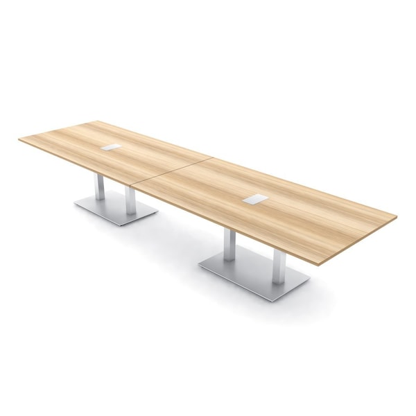Skutchi Designs Rectangle Conference Table With Power Unit, 48 in W, 168 in L, Brown HAR-REC-48X168-DOU-K525-ESIL - main