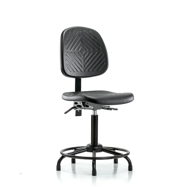 Blue Ridge Ergonomics Bench Chair, Poly, Med, Bk, RT, Tilt Glides, No Arms, 19-1/2" to 27-1/2" Height, Black; Blue BR-PMBCH-MB-RT-T1-A0-RG - main