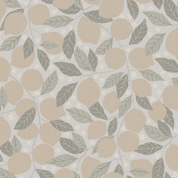 A-Street Prints Lemona Grey Fruit Tree Wallpaper 2999-44117 - main