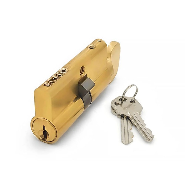 Ecs Hardware Durable Prem Profile Cylinder Single Sided Thumb Turn, Kwikset KW1 Keyway, Keyed Alike, US3, Bright Pol ECSH-EPCR-US3-KW1-KA10 - main