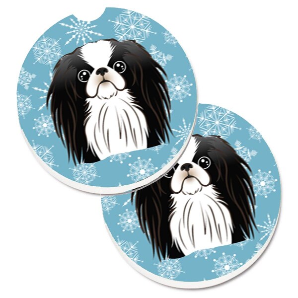 Carolines Treasures Snowflake Japanese Chin Set of 2 Cup Holder Car Coaster BB1664CARC - main